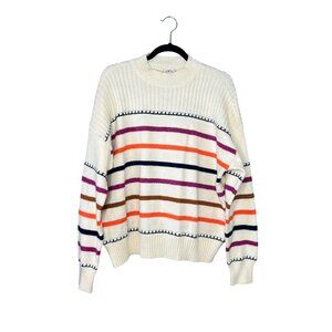 St John's Bay Boxy Striped‎ Sweater Womens Size XXL Mockneck High Neck NEW